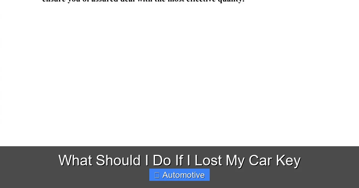 What Should I Do If I Lost My Car Key