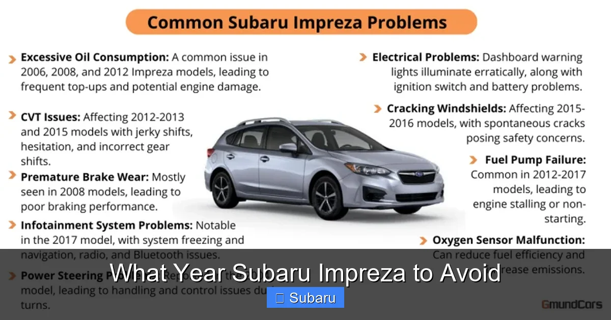 What Year Subaru Impreza to Avoid