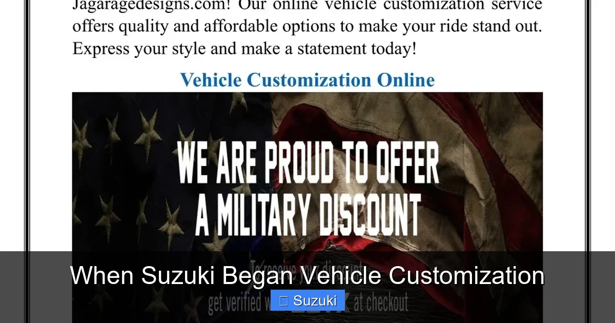 When Suzuki Began Vehicle Customization