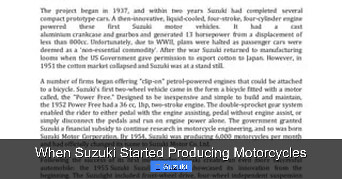 When Suzuki Started Producing Motorcycles