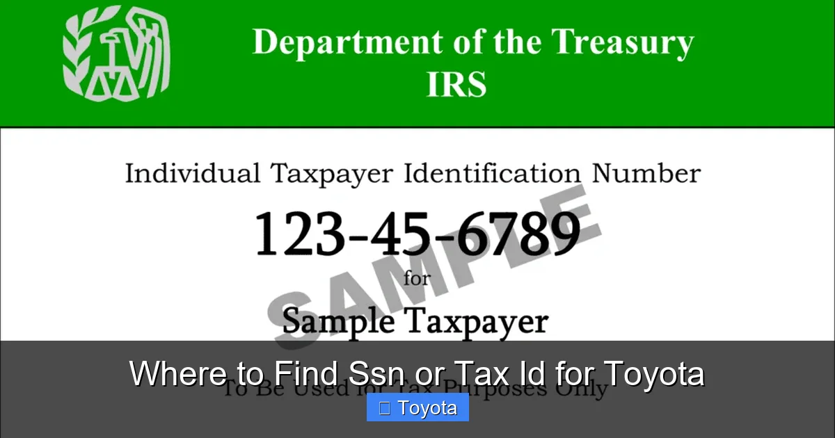 Where to Find Ssn or Tax Id for Toyota