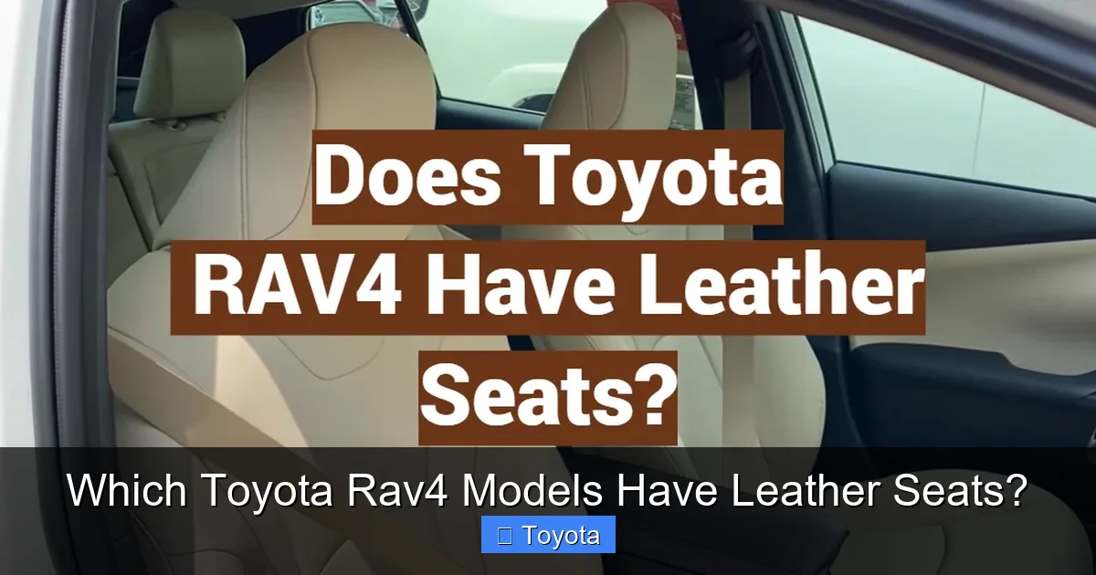Which Toyota Rav4 Models Have Leather Seats?
