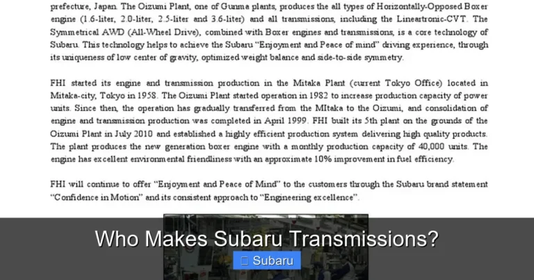 Who Makes Subaru Transmissions?
