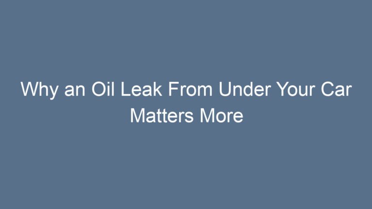 Why an Oil Leak From Under Your Car Matters More Than You Think