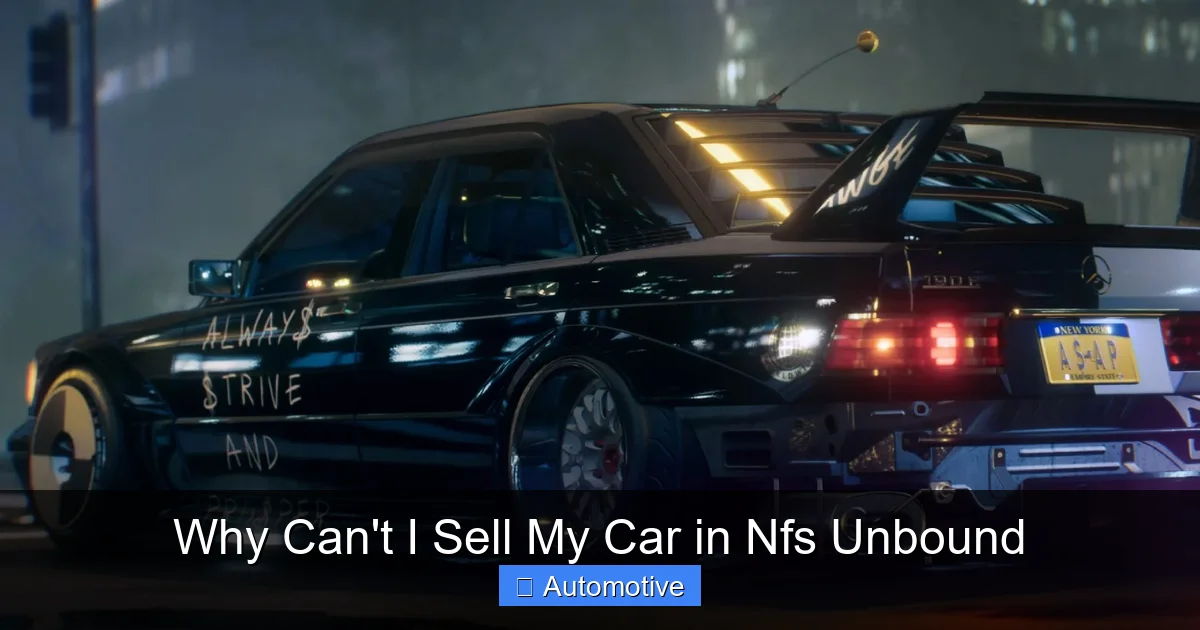 Why Can't I Sell My Car in Nfs Unbound