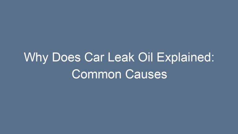 Why Does Car Leak Oil Explained: Common Causes and Solutions