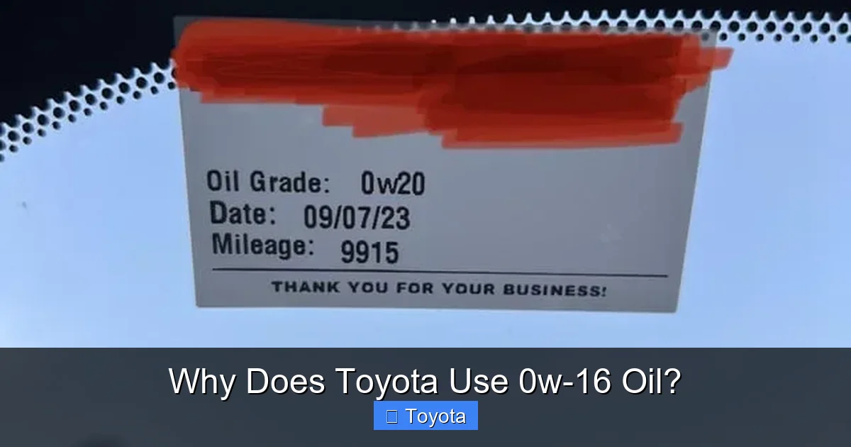 Why Does Toyota Use 0w-16 Oil?