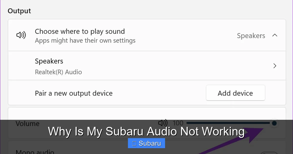 Why Is My Subaru Audio Not Working