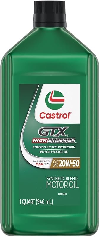 Castrol GTX High Mileage 20W-50 Synthetic Blend Motor Oil 1 Quart Pack