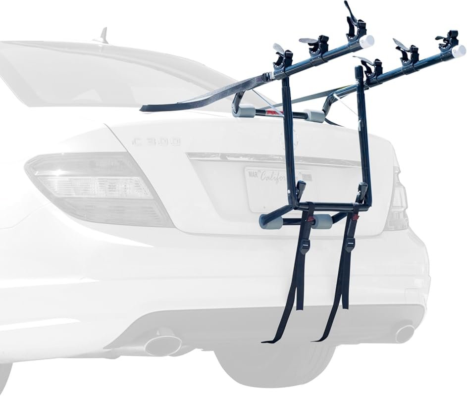 ALLEN Deluxe 3-Bike Trunk Mount Rack, Blk/ Silver