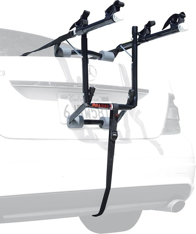 Allen Sports Deluxe 2-Bike Trunk Mount Rack, Model 102DB, Black/ Silve