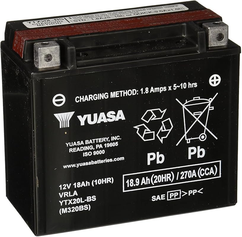 Yuasa YUAM320BS YTX20L-BS Maintenance-Free AGM Battery with Acid Pack