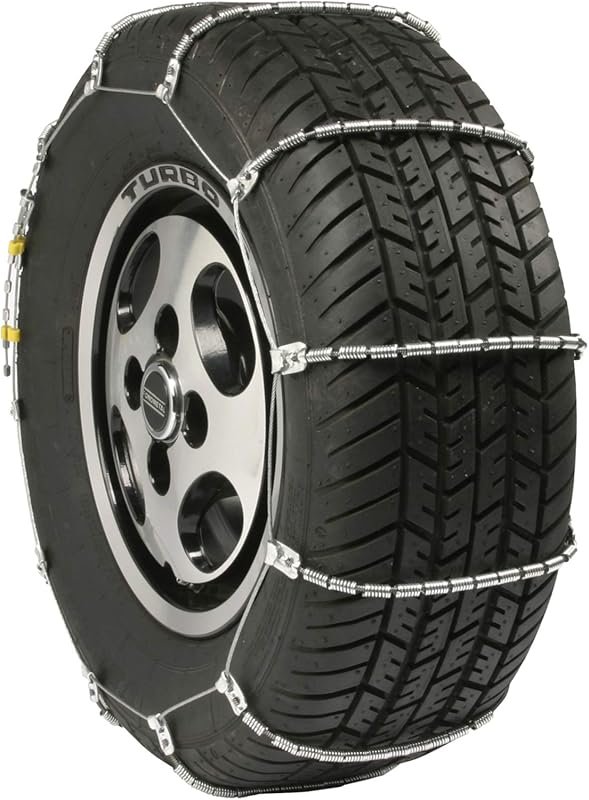 SCC Radial Chain Cable Traction Tire Chains, Silver – Set of 2