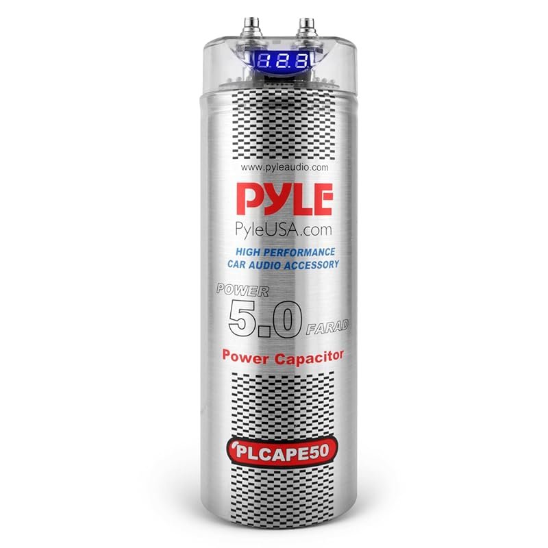 Pyle 5.0 Farad Digital Power Capacitor with Blue Digital Display and O
