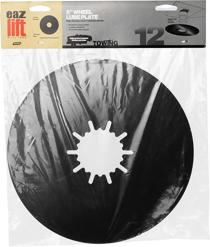 Camco 12-inch fifth wheel lube plate for no tool installation and fric