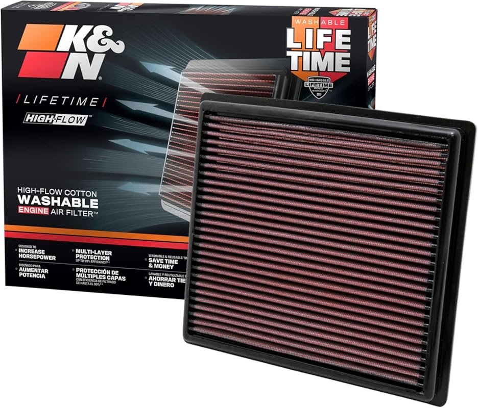 K&N High-Flow Lifetime Engine Air Filter for Select Toyota, Lexus, and
