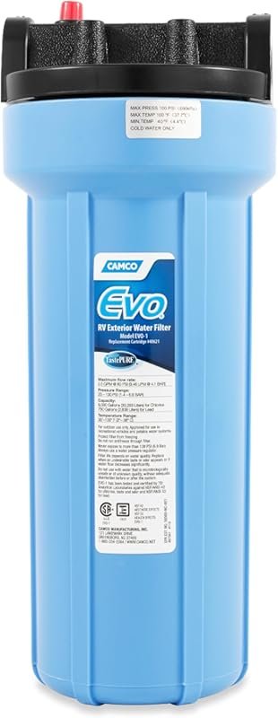 Camco Evo RV Water Filter – Granulated Carbon & Replaceable Cartridge