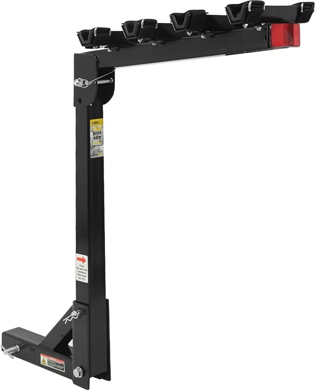 MaxxHaul 70210 Hitch Mount 4-Bike Rack – Black, 150 lb Capacity for Ca