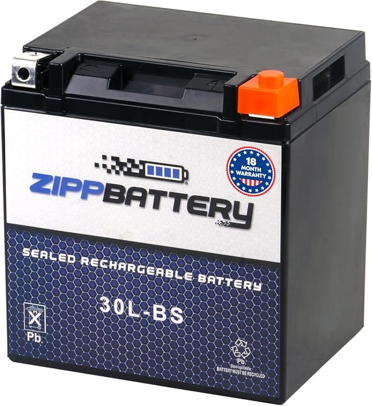 ZIPPBATTERY YTX30L-BS AGM Battery: 12V 385 CCA for Harley Road King an