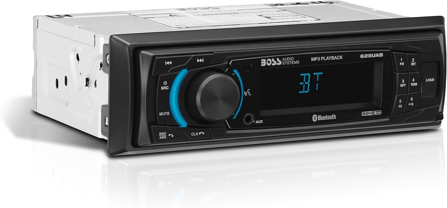 BOSS Audio 625UAB Single Din Car Stereo with Bluetooth, AM/FM Radio, a