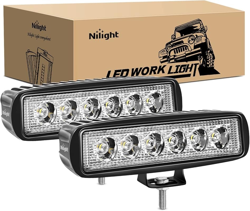 Nilight 6-Inch 18W Flood LED Pods, Waterproof Off-Road Fog Lights for 