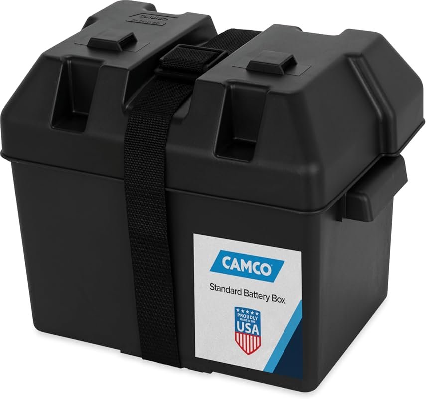 Camco Battery Box with Straps and Hardware for Group 27 30 31 RV Autom