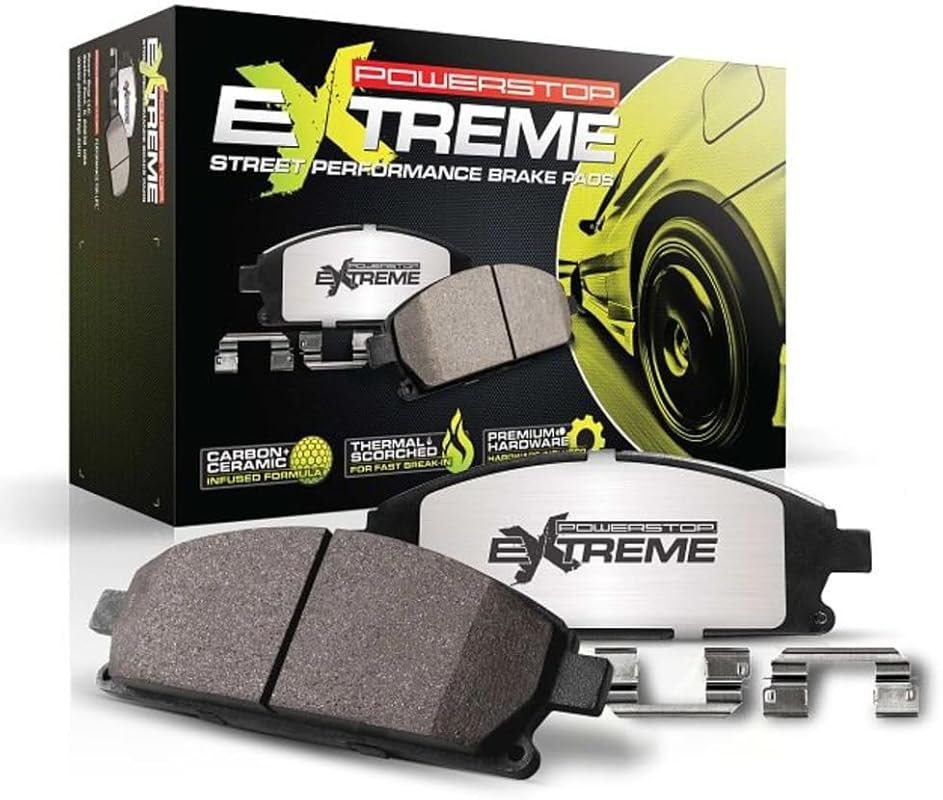 PowerStop Z26 Carbon-Fiber Ceramic Front Brake Pads with Hardware for 