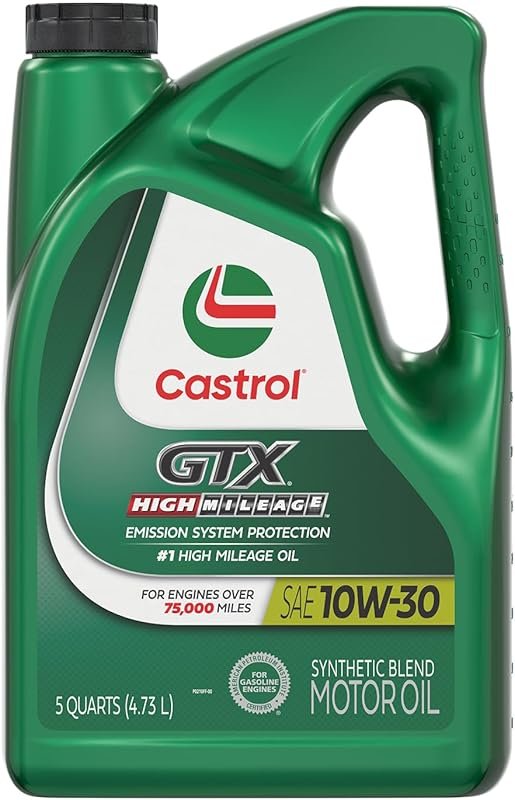Castrol GTX High Mileage 10W-30 Synthetic Blend Motor Oil for High Mil