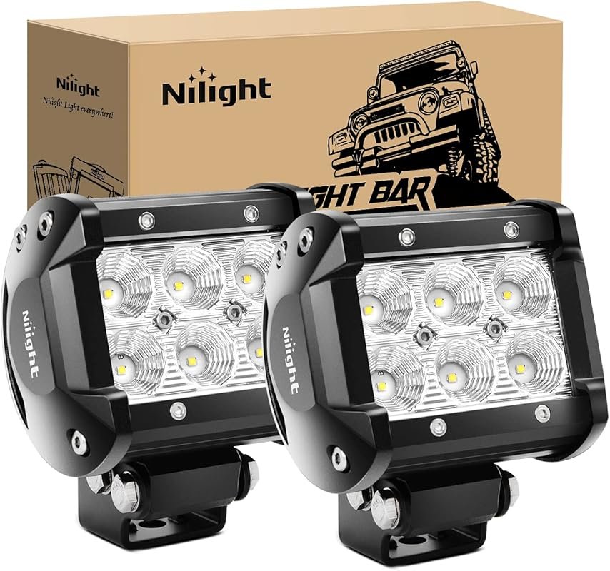 Nilight LED Pods Pair, 18W 1260LM Flood Off-Road Lights for Fog and Dr