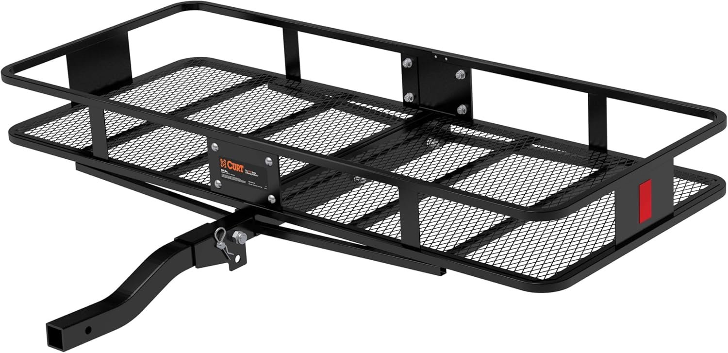 CURT 500 LBS Capacity Black Steel Basket Hitch Cargo Carrier with Fold