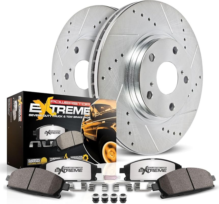 Power Stop Z36 Rear Brake Kit with Carbon Fiber Pads and Drilled Rotor