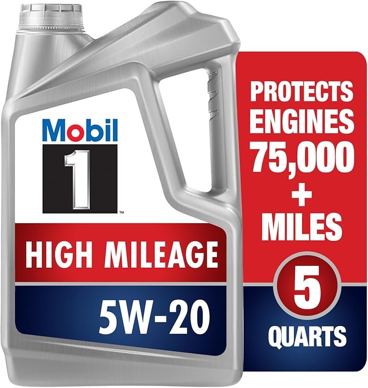 Mobil 1 High Mileage Full Synthetic 5W-20 Motor Oil for Extended Engin