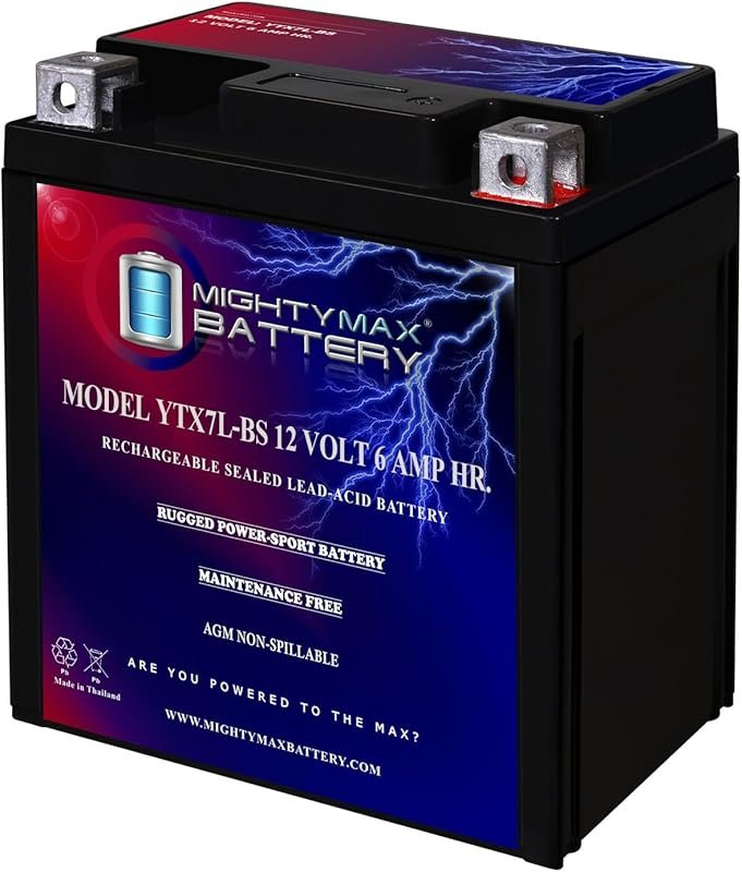 Mighty Max YTX7L-BS 12V 6AH AGM Motorcycle Battery with 100 Cold Crank