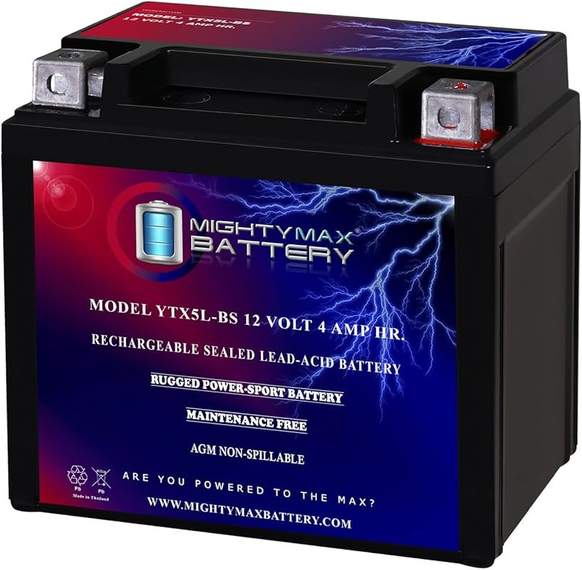 Mighty Max YTX5L-BS 12V 4AH 80CCA Rechargeable Maintenance-Free SLA AG