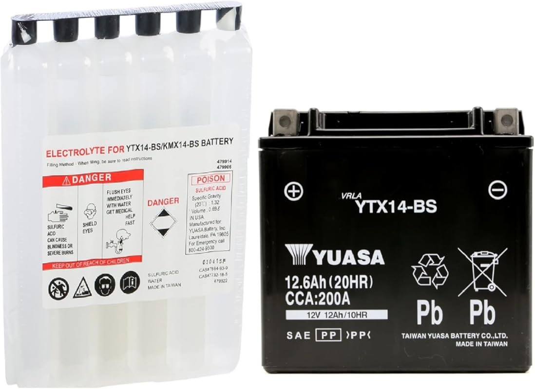 YUASA YTX14-BS Battery for Honda FL 400 R PILOT 1989