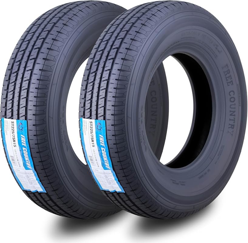 Free Country Radial Trailer Tires Set of 2: ST 225/75R15, Load Range E