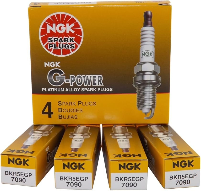NGK 7090 BKR5EGP G-Power Spark Plug Set of 4 for Reliable Ignition
