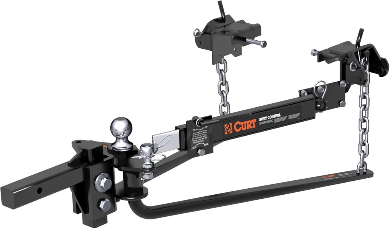 CURT 17063 Round Bar Weight Distribution Hitch with Integrated Lubrica