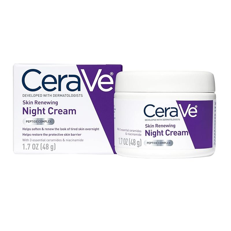 CeraVe Skin Renewing Night Cream with Niacinamide and Peptides for Ros