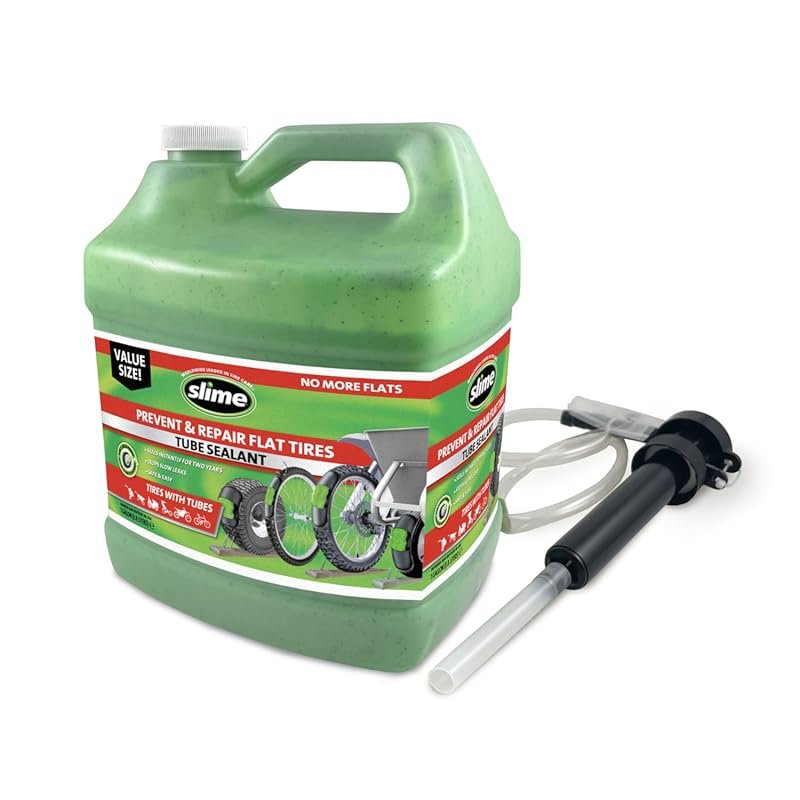Slime Bike Tube Puncture Repair Sealant with Pump for All Bicycles 1 G