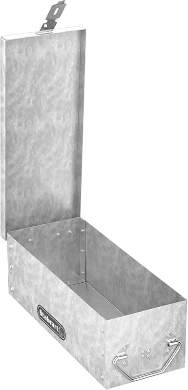 Silver Stackable Metal Lock Box with Folding Handle for Tools and Valu