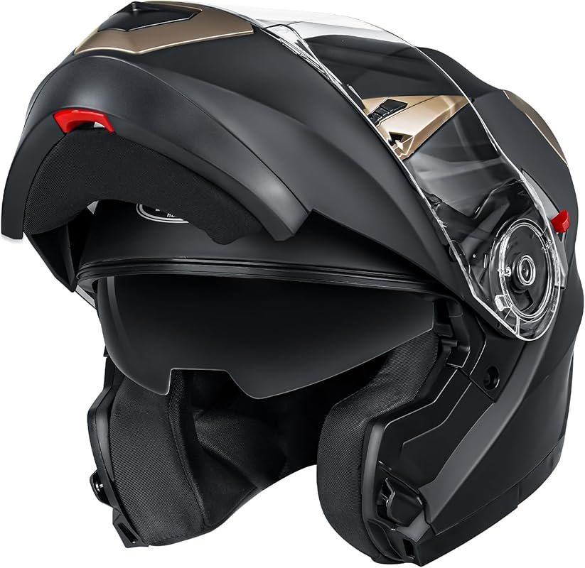 YEMA Modular Full Face Motorcycle Helmet with Flip-Up Dual Visor, DOT 