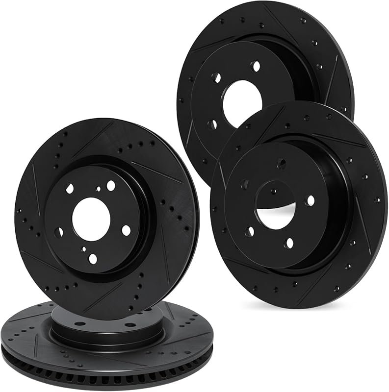 R1 Concepts Front and Rear Drilled & Slotted Brake Rotors for 2011–201