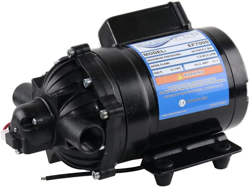 Everflo EF7000-BOX 12V Diaphragm Pump with 7.0 GPM and 1/2 FNPT Ports