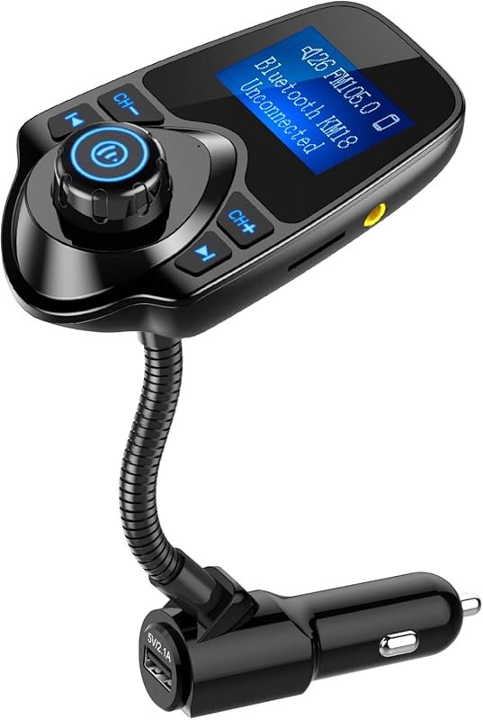 Nulaxy Bluetooth FM Transmitter with Display, Gooseneck, Hands-Free Ca