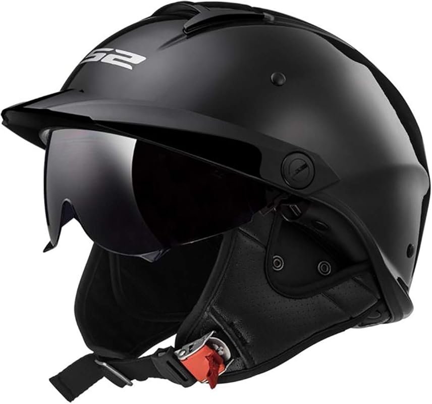 LS2 Rebellion Motorcycle Half Helmet with Gloss Black Finish in Medium