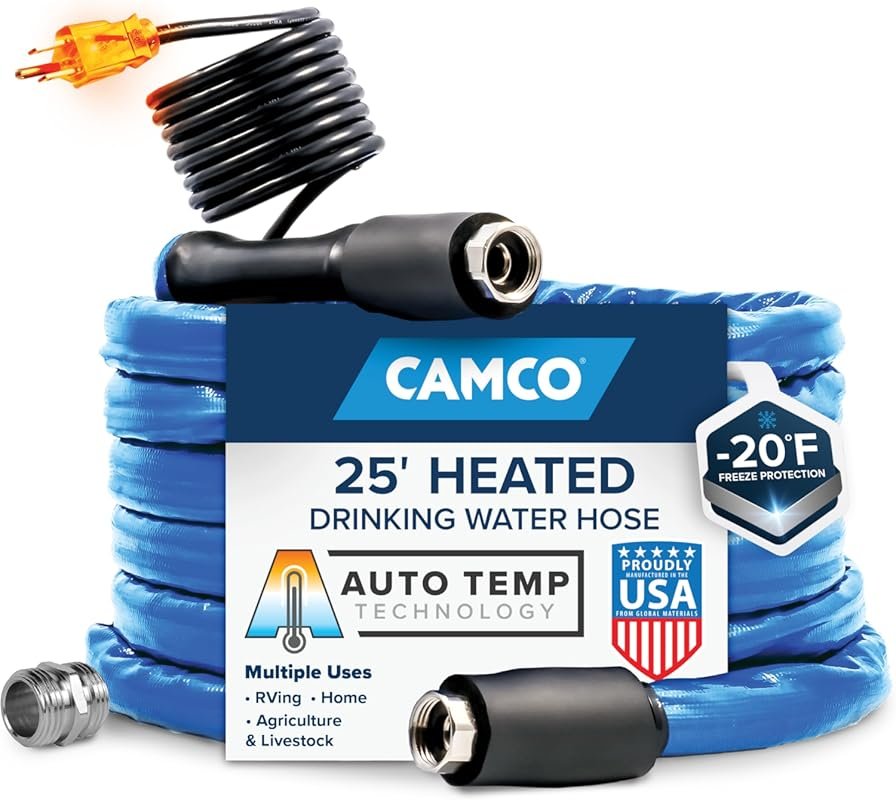 Camco 25-Ft Heated Water Hose for RV - Water Line Freeze Protection Do