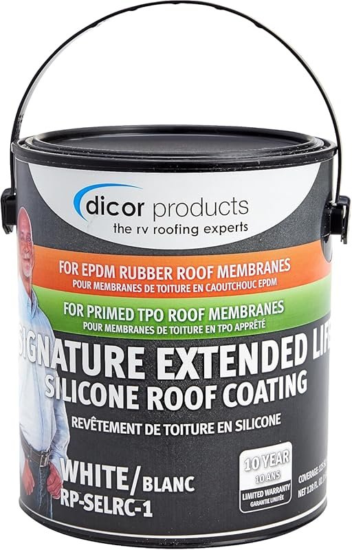 Dicor EPDM rubber roof coating, white, 1 gallon for extended life and 
