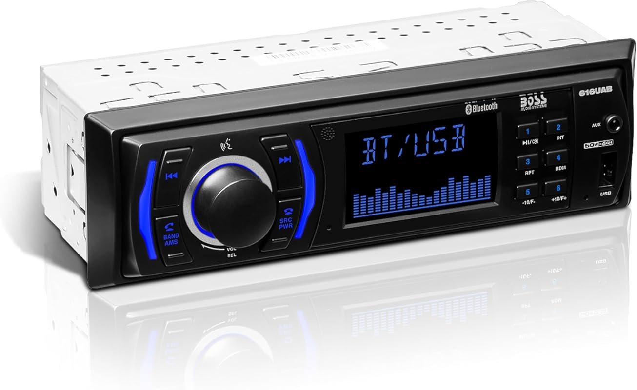 BOSS Audio Systems 616UAB Single-DIN Car Stereo with Bluetooth, USB, a