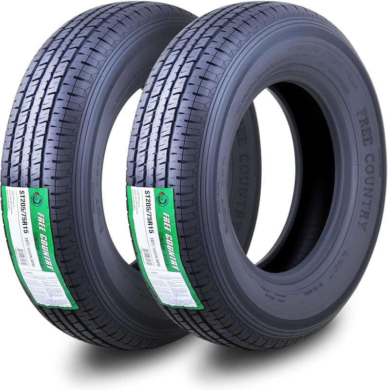 Free Country GRAND RIDE Trailer Tires ST205/75R15 8-Ply Load Range D w